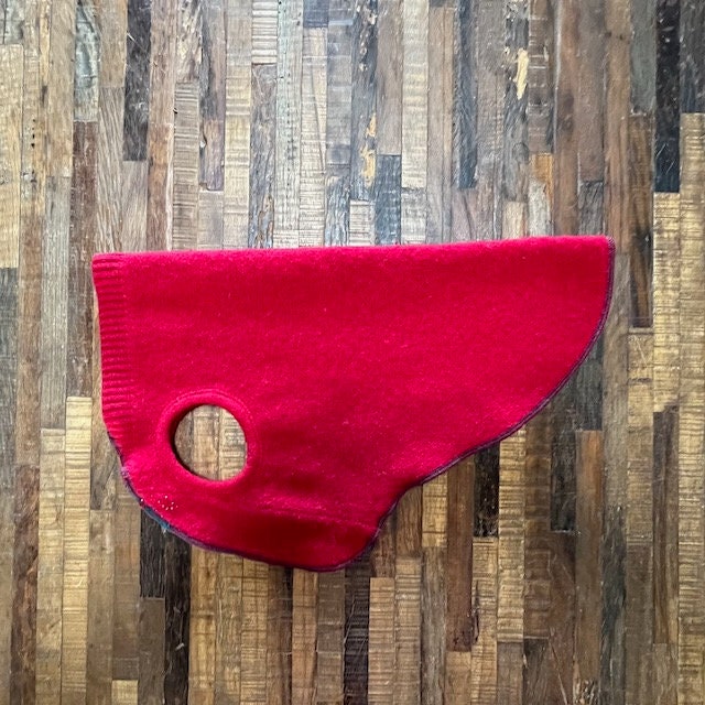 RED HandMade Dog Sweater - Wool Dog Coat - FITS 25-40 Pounds - Canine Cardigans - Upcycled - Repurposed