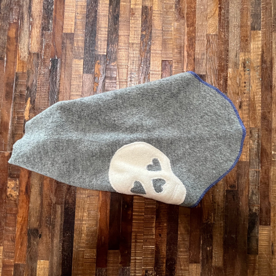 FITS 15-25 Pound LONG Dog, Cashmere Dog Sweater, Skull Day of the Dead, Upcycled Dog Clothes, Canine Cardigans