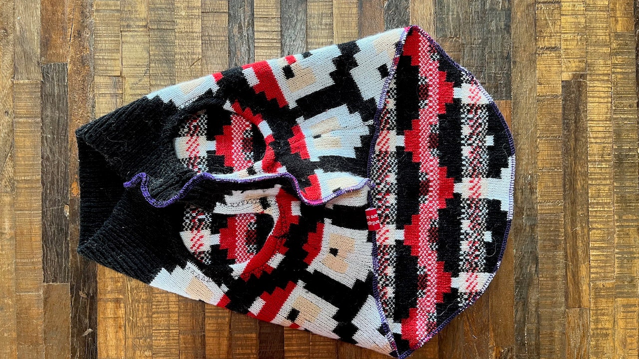 Warm BULL Dog Santa Sweater - Frenchie Clothes - Wool Dog Coat - FITS 12-18 Pounds - Canine Cardigans
