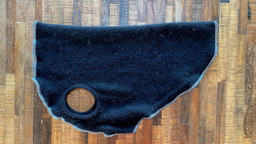 Black Angora Wool Dog Sweater - Warm Dog Coat - Canine Cardigans - FITS 25-40 Pounds - Repuposed - Upcycled