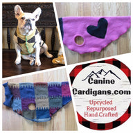 Purple Hand Made Dog Sweater - Warm Dog Coat - Canine Cardigans -  FITS 25-40 Pounds - Repuposed - Upcycled
