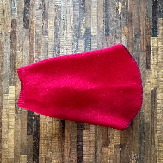 RED HandMade Dog Sweater - Wool Dog Coat - FITS 25-40 Pounds - Canine Cardigans - Upcycled - Repurposed