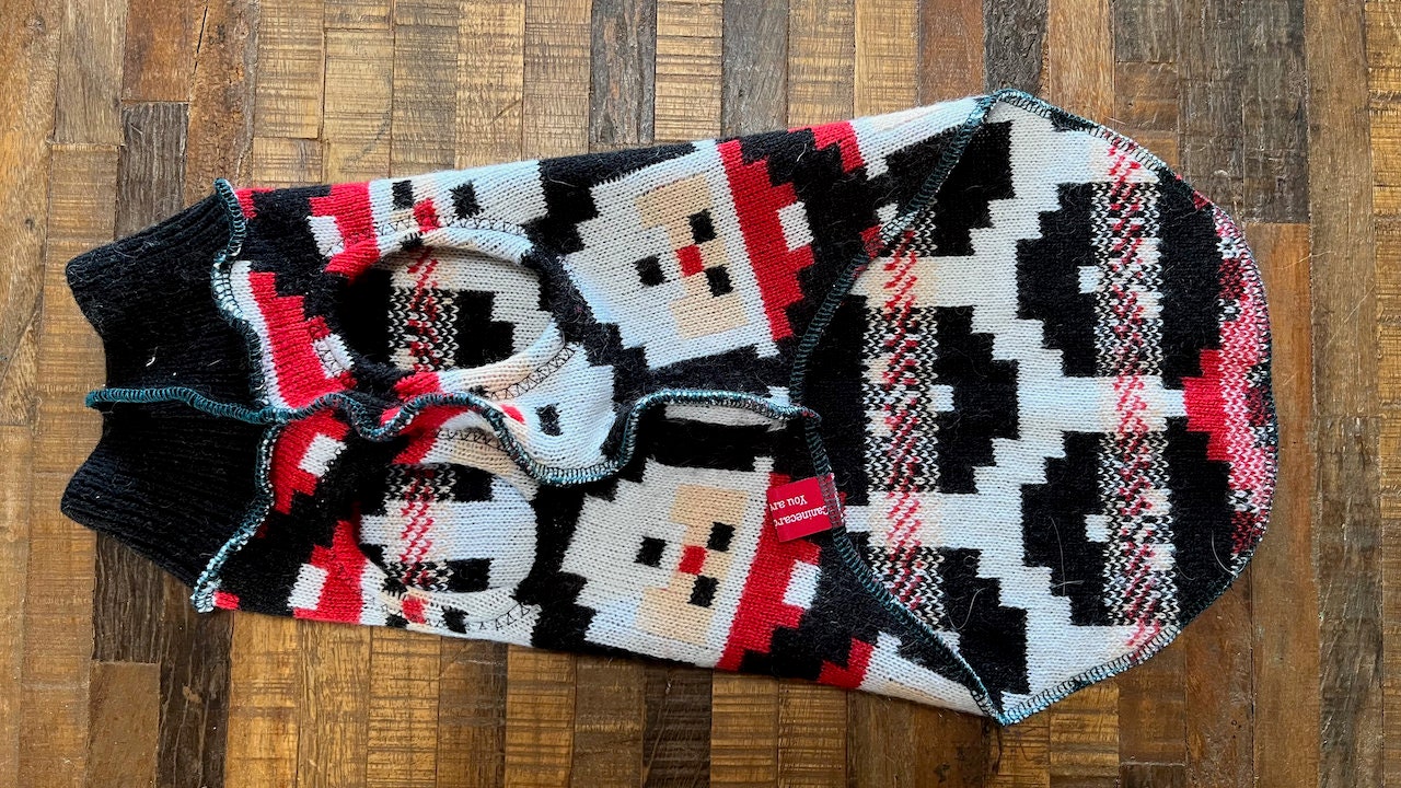 Santa Dog Sweater - Warm Dog Clothes - FITS 12 - 18 Pounds - Canine Cardigans