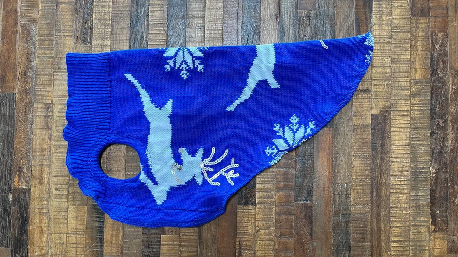 Blue Soft Dog Sweater - Warm Handmade Dog Shirt - FITS 12-18 Pounds - Canine Cardigans