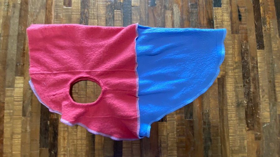 FITS 35-55 Pound Dog Hand Made Pink and Blue Dog Sweater, Fancy Dog Coat, Warm Dog Jacket -  Repurposed Petwear - Canine Cardigans