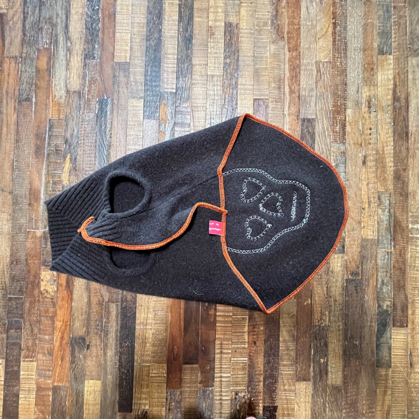 FITS 15-25 Pound LONG Dog, Cashmere Dog Sweater, Skull Day of the Dead,  Upcycled Dog Clothes, Canine Cardigans