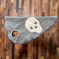 FITS 15-25 Pound LONG Dog, Cashmere Dog Sweater, Skull Day of the Dead,  Upcycled Dog Clothes, Canine Cardigans