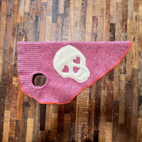 FITS 15-25 Pound LONG Dog, Cashmere Dog Sweater, Skull Day of the Dead,  Upcycled Dog Clothes, Canine Cardigans