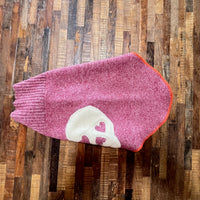 FITS 15-25 Pound LONG Dog, Cashmere Dog Sweater, Skull Day of the Dead,  Upcycled Dog Clothes, Canine Cardigans