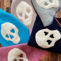 FITS 15-25 Pound LONG Dog, Cashmere Dog Sweater, Skull Day of the Dead,  Upcycled Dog Clothes, Canine Cardigans