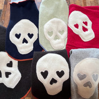 FITS 15-25 Pound LONG Dog, Cashmere Dog Sweater, Skull Day of the Dead,  Upcycled Dog Clothes, Canine Cardigans