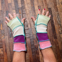 Repurposed Hand Made Arm Warmers - Writing Gloves - Punk Gloves - Peasant Gloves
