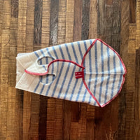 Handmade FITS 6-10 Pounds - Blue and White Stripe Cashmere Dog Sweater- Small Dog Clothes - Canine Cardigans