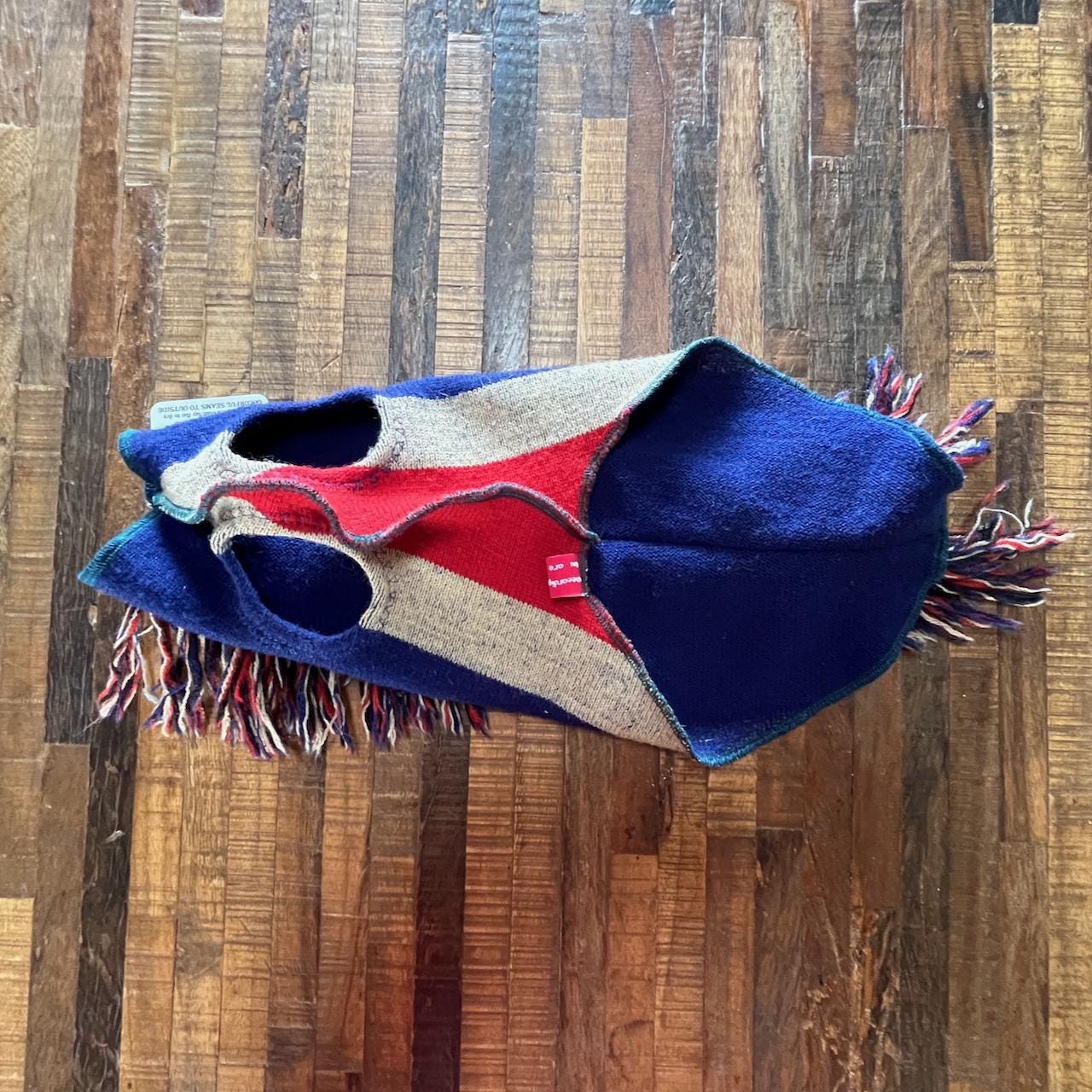 Warm Handmade Fringy Wool Dog Sweater, Canine Cardigans, FITS 12-18 Pounds Repurposed Dog Clothes