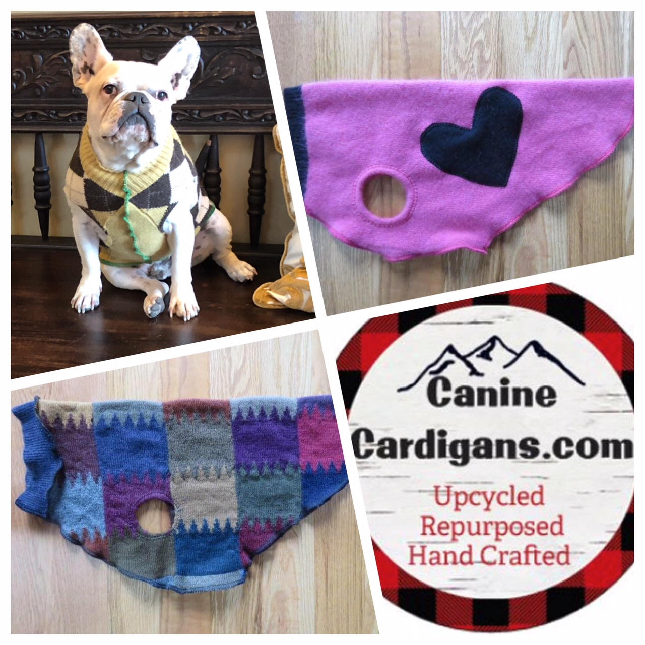Soft Dog Sweater - Warm Dog Coat - Canine Cardigans - FITS 4-6 Pounds - Repuposed - Upcycled