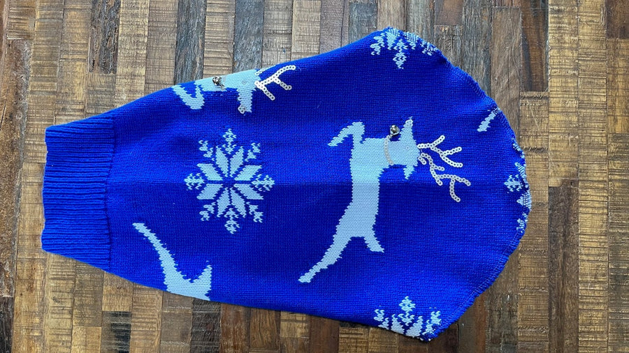 Blue Soft Dog Sweater - Warm Handmade Dog Shirt - FITS 12-18 Pounds - Canine Cardigans