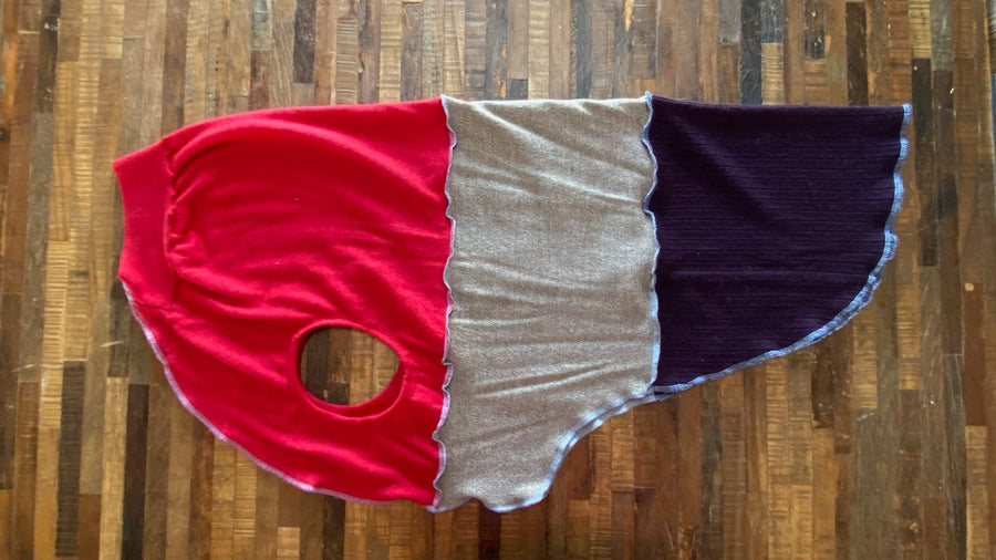 FITS 125-150 Pound Dog - Hand Made Red & Purple Sweater  Big Dog - Great Dane Clothes - Mastiff Shirt - Repurposed Cashmere Canine Cardigans