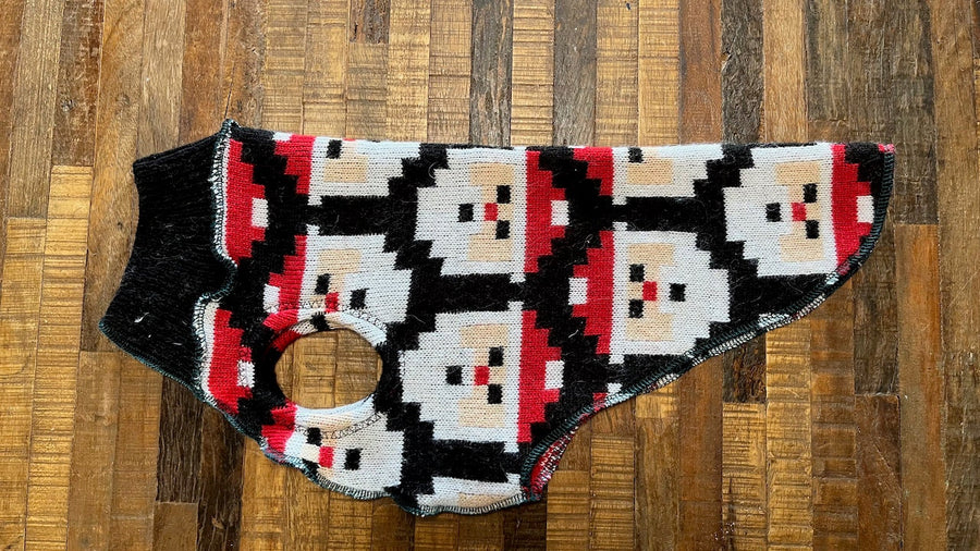 Santa Dog Sweater - Warm Dog Clothes - FITS 12 - 18 Pounds - Canine Cardigans