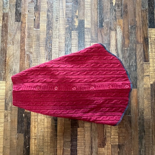 RED Dog Sweater , Upcycled Dog Clothes,  FITS 15 - 25 Pound Dog, Canine Cardigans