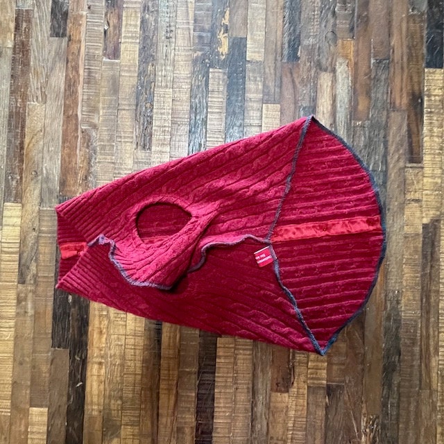 RED Dog Sweater , Upcycled Dog Clothes,  FITS 15 - 25 Pound Dog, Canine Cardigans