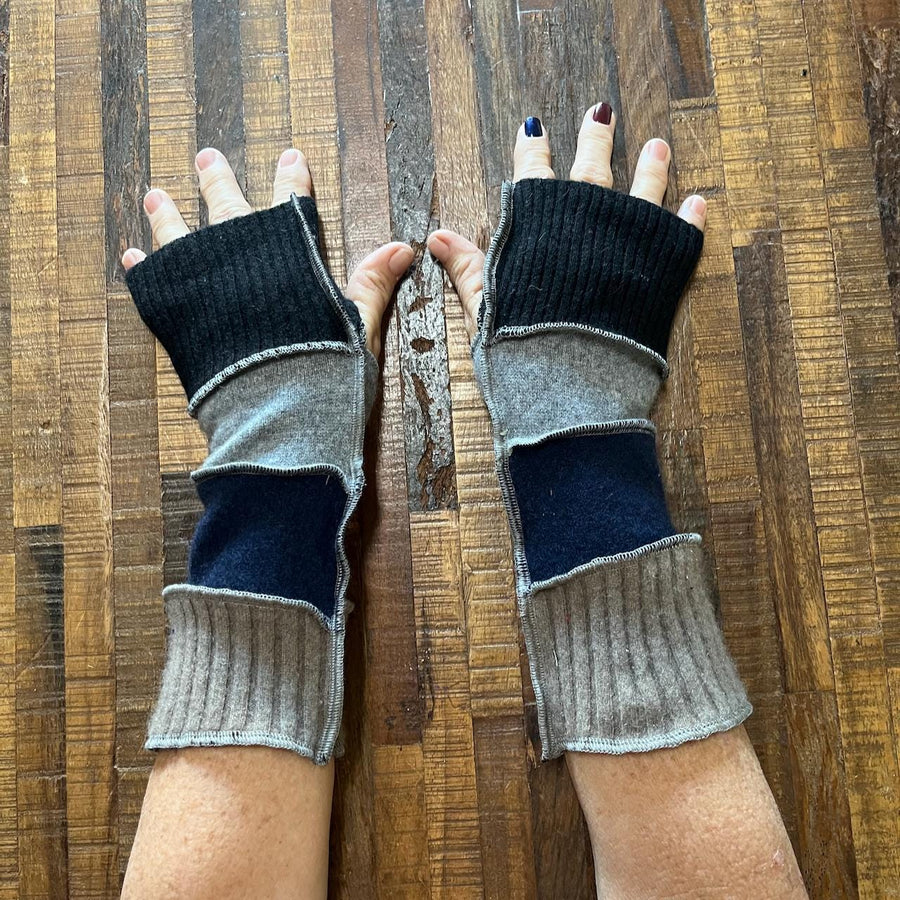 Gift for Man Friend - Repurposed Hand Made Arm Warmers - Writing Gloves - Punk Gloves - Peasant Gloves