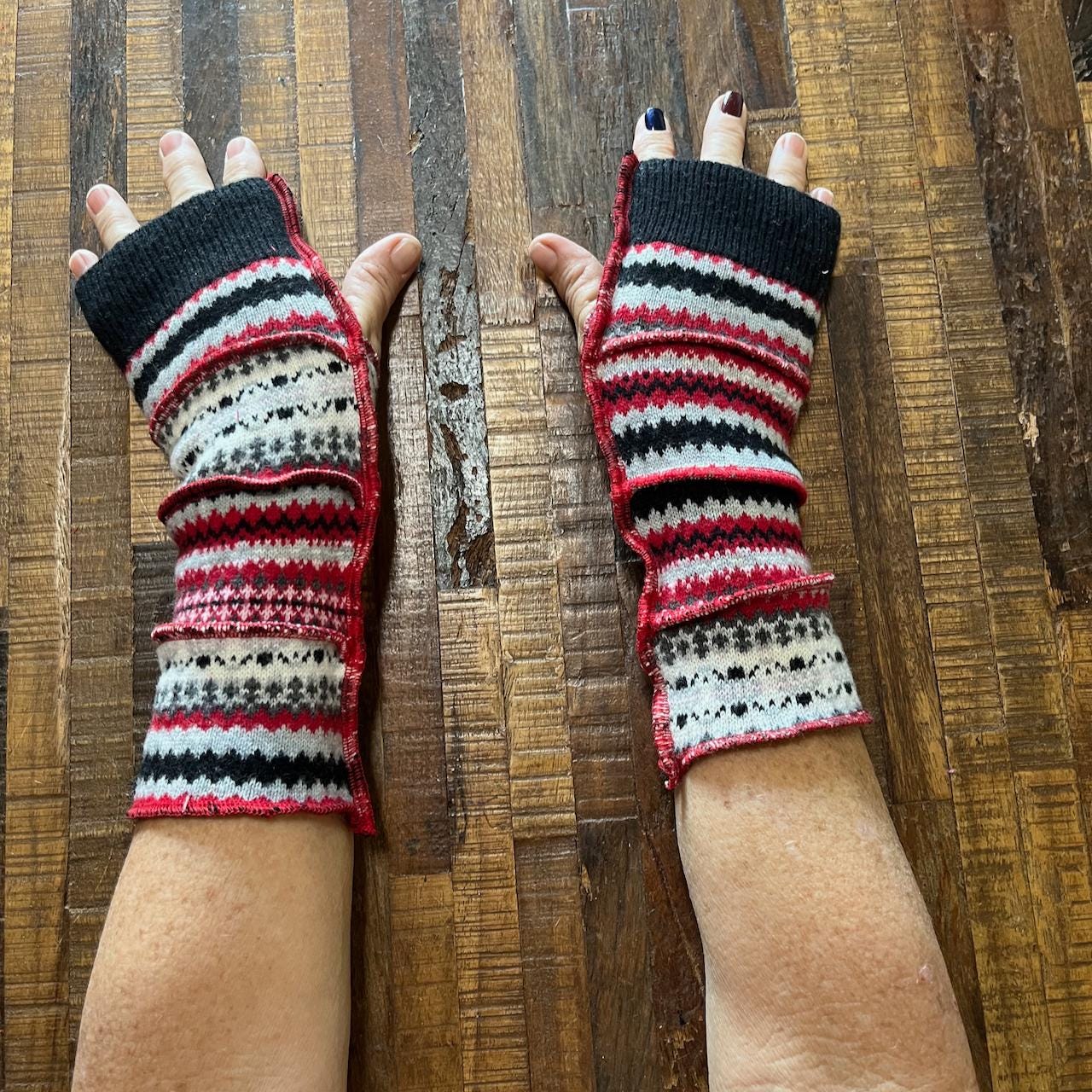 Ships Fast Handmade Punk Arm Warmers - Dog Walker Mittens - Writing Gloves - Peasant Gloves